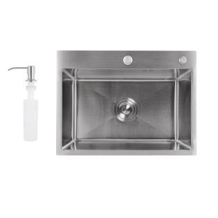 Мийка для кухні інтегрована Lidz Handmade H5843 Brushed Steel 3,0/1,0 мм LDH5843BRU49442