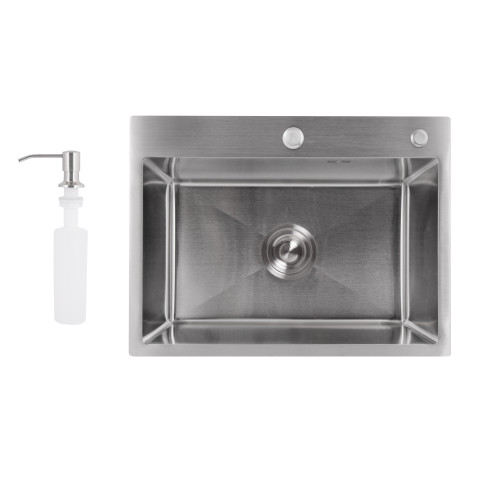 Мийка для кухні інтегрована Lidz Handmade H5843 Brushed Steel 3,0/1,0 мм LDH5843BRU49442
