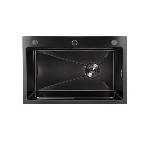 Мийка для кухні інтегрована Lidz Handmade H6845B Brushed Black PVD 3,0/1,0 мм LDH6845BRUBLM49456