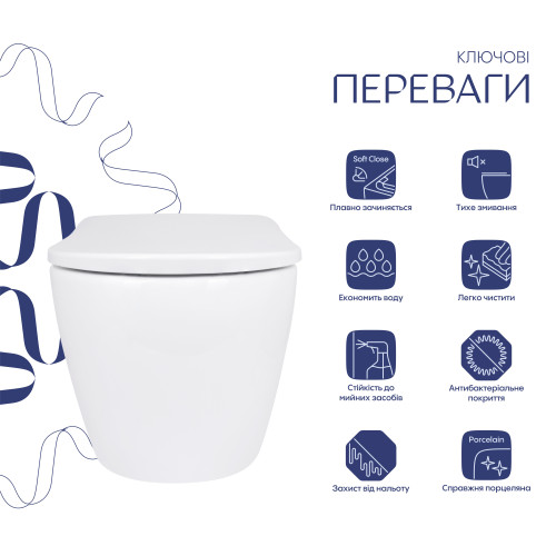 Унітаз підвісний Qtap Robin ML Ultra Quiet 490х365х325 мм, з сидінням Soft-close MagLock, White QTROBML26W49621