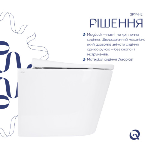 Унітаз підвісний Qtap Scorpio ML Ultra Quiet 490×365×325 мм, з сидінням Soft-close MagLock, White QTSCOML26W49622
