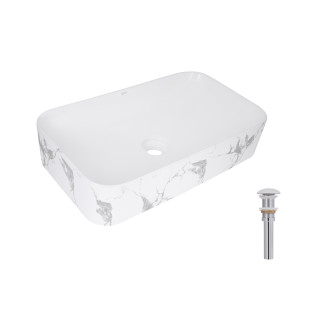 Раковина накладна Qtap Tern 610x350x135 мм, Marble, прямокутна, з донним клапаном QTTER188MR49791