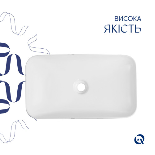 Раковина накладна Qtap Tern 610x350x135 мм, Marble, прямокутна, з донним клапаном QTTER188MR49791