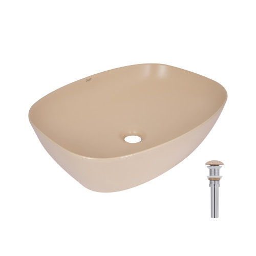 Раковина накладна Qtap Cardinal 500х380х140 мм, Beige, прямокутна, з донним клапаном QTCAR188SB49825