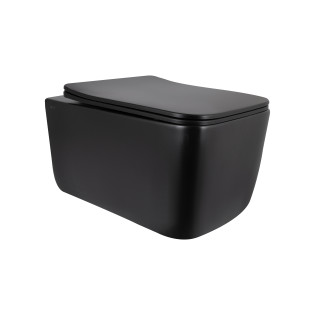 Унітаз підвісний Qtap Gemini Ultra Quiet 485×340×350 мм, Matt Black, з сидінням Slim Duroplast / Soft-close / Quick Release QTGEM28BLM50505