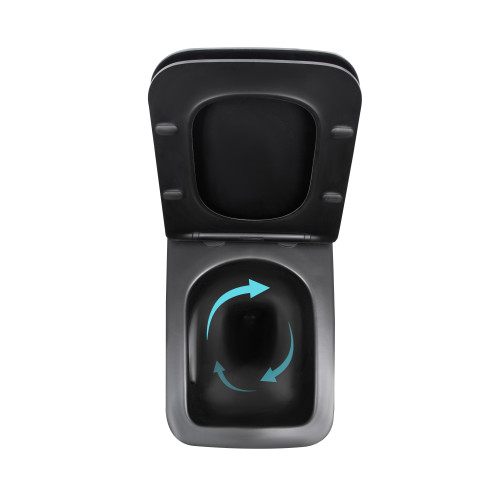 Унітаз підвісний Qtap Gemini Ultra Quiet 485×340×350 мм, Matt Black, з сидінням Slim Duroplast / Soft-close / Quick Release QTGEM28BLM50505