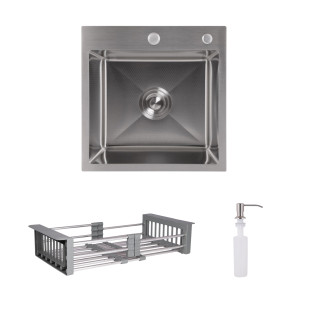 Акційний набір Lidz: мийка Handmade H4545 Decor 2,5/0,5 мм + K01G Кошик для кухонного миття