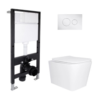 Готове рішення Qtap для ванної кімнати: унітаз підвісний Tern Ultra Quiet 525x345x360 + комплект інсталяції Standard (кругла кнопка Chrome)