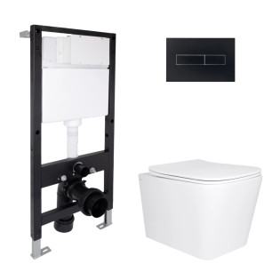Готове рішення Qtap для ванної кімнати: унітаз підвісний Tern Ultra Quiet 525x345x360 + комплект інсталяції Standard (лінійна кнопка Black)