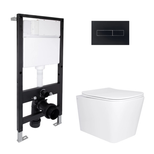 Готове рішення Qtap для ванної кімнати: унітаз підвісний Tern Ultra Quiet 525x345x360 + комплект інсталяції Standard (лінійна кнопка Black)