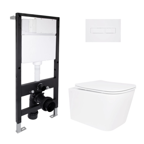 Готове рішення Qtap для ванної кімнати: підвісний унітаз Crow Rimless 485x340x330 + комплект інсталяції Standard (лінійна кнопка White)