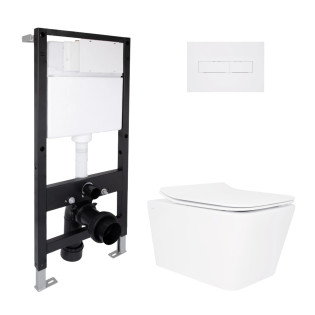 Готове рішення Qtap для ванної кімнати: підвісний унітаз Crow Rimless 520x360x290 + комплект інсталяції Standard (лінійна кнопка White)