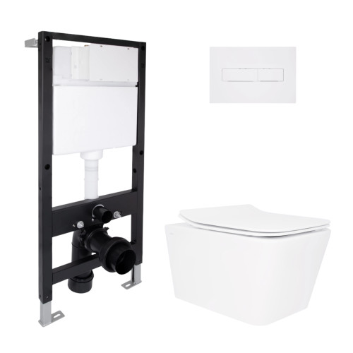 Готове рішення Qtap для ванної кімнати: підвісний унітаз Crow Rimless 520x360x290 + комплект інсталяції Standard (лінійна кнопка White)