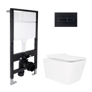 Готове рішення Qtap для ванної кімнати: підвісний унітаз Crow Rimless 520x360x290 + комплект інсталяції Standard (лінійна кнопка Black)
