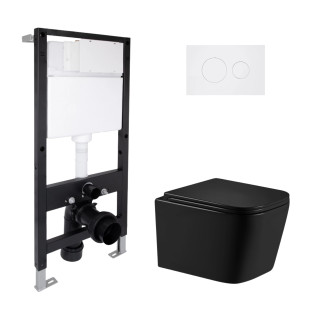 Готове рішення Qtap для ванної кімнати: підвісний унітаз Crow Ultra Quiet 485x340x290 + комплект інсталяції Standard (кругла кнопка White)