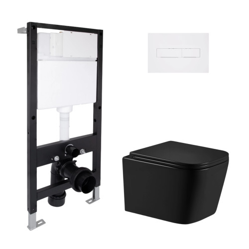 Готове рішення Qtap для ванної кімнати: підвісний унітаз Crow Ultra Quiet 485x340x290 + комплект інсталяції Standard (лінійна кнопка White)