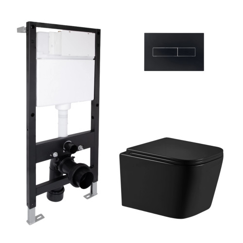 Готове рішення Qtap для ванної кімнати: підвісний унітаз Crow Ultra Quiet 485x340x290 + комплект інсталяції Standard (лінійна кнопка Black)