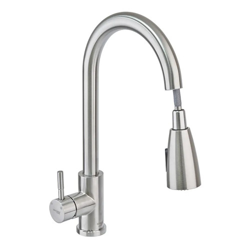 Смеситель для кухни MIXXUS SUS-014-B с выдвижной лейкой из нерж. стали SUS304 (Цвет нерж) (SS0023)