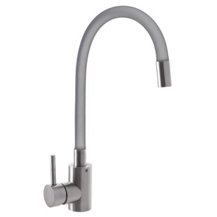 Смеситель для кухни MIXXUS SUS-011 REFL.GRAY с гибким изливом из нерж. стали SUS304 (Цвет нерж+излив серый) (SS2799)