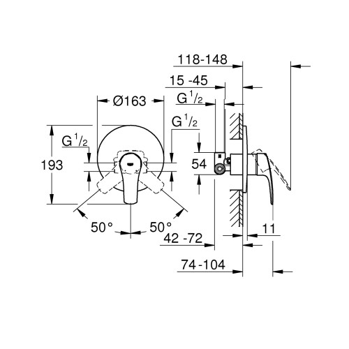 Набор для душа (33556003+26406001) Grohe Eurosmart UA33556002 (UA33556002)