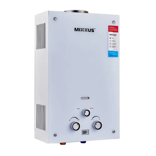 Газова колонка MIXXUS GWH-0510 BASIC GLASS димохідна 10 л/хв (панель зі скла) (WH0026)