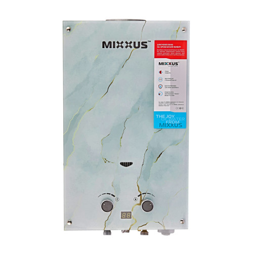 Газова колонка MIXXUS GWH-0510 BASIC GLASS димохідна 10 л/хв (панель зі скла) (WH0026)