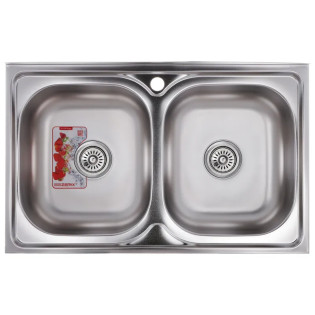 Мийка кухонна Zerix Z8050D-08-180E DOUBLE (Satin) (ZM0569)