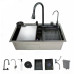 Мийка для кухні багатофункціональна ZERIX ZH7546-SET-06 MICRO DECOR GRAPHITE з нерж. сталі (ZM5587)