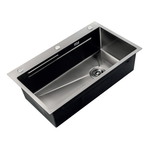 Мийка з нерж. сталі ZERIX ZH6845-SET-05 DECOR NANO-BLACK (3.0/0.8) КОМПЛЕКТ (колір графіт) (ZM5588)