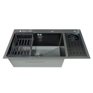 Мийка для кухні з нерж. сталі ZERIX ZH8245-SET-08 MICRO DECOR GRAPHITE (колір графіт) (ZM5594)