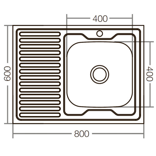 Кухонна мийка накладна ZerixZ8060R-06-160E (Satin) (ZX1617)