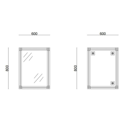 Дзеркало настінне ZERIX FONTE MRZ10-60x80-REVERSE прямокутне з декором (ZX5640)