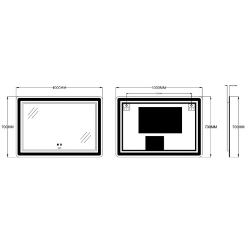 Дзеркало ZERIX MIRRA MR05-100x70 із LED Touch, Anti-fog, димером, рег. яскравості (ZX6060)