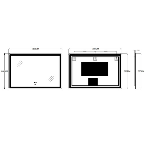 Дзеркало ZERIX MIRRA MR05-120x80 із LED Touch, Anti-fog, димером, рег. яскравості (ZX6061)