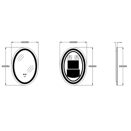 Дзеркало ZERIX FUSION MV01-50x70 із LED Touch, Anti-fog, димером, рег. яскравості (ZX6067)