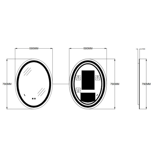 Дзеркало ZERIX FUSION MV01-60x80-REVERSE із LED Touch, Anti-fog, димером, рег. яскравості (ZX6068)